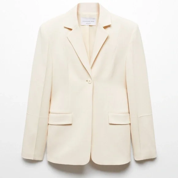 Women's Cream Single-Button Blazer Jacket - Picture 1 of 6
